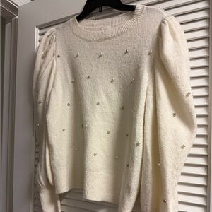 a new day Cream Pearl-Embellished Sweater